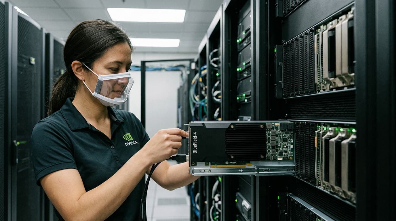 Visual representation of NVIDIA's safety platform with AI and cybersecurity elements, symbolizing protection for autonomous agents.