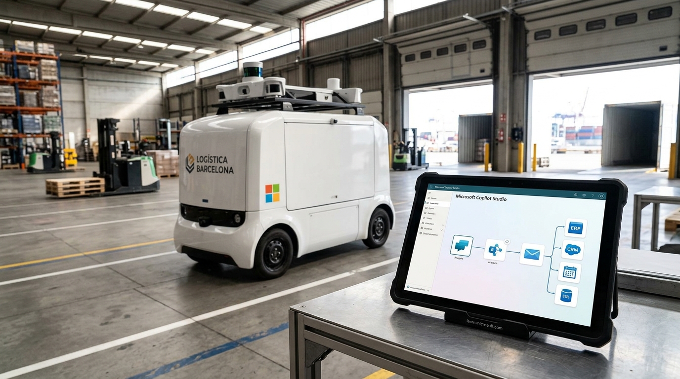 Interfaz gráfica de Microsoft Copilot Studio mostrando un flujo de trabajo de automatización con componentes de IA