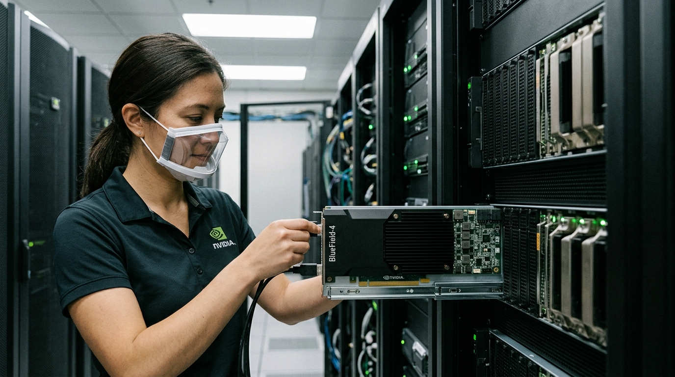 Visual representation of NVIDIA's safety platform with AI and cybersecurity elements, symbolizing protection for autonomous agents.